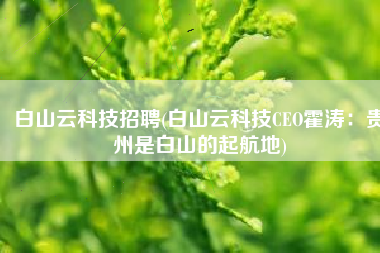 白山云科技招聘(白山云科技CEO霍涛：贵州是白山的起航地)