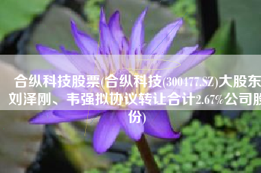合纵科技股票(合纵科技(300477.SZ)大股东刘泽刚、韦强拟协议转让合计2.67%公司股份)