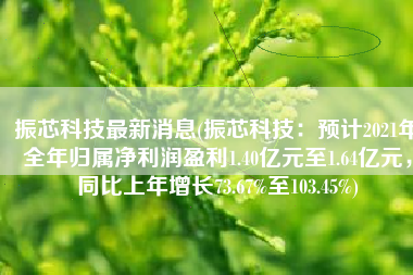 振芯科技最新消息(振芯科技：预计2021年全年归属净利润盈利1.40亿元至1.64亿元，同比上年增长73.67%至103.45%)