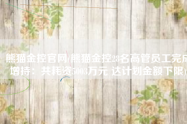 熊猫金控官网(熊猫金控28名高管员工完成增持：共耗资5003万元 达计划金额下限)