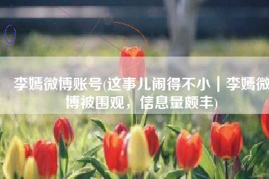 李嫣微博账号(这事儿闹得不小｜李嫣微博被围观，信息量颇丰)