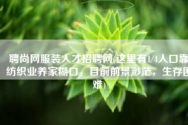 聘尚网服装人才招聘网(这里有1/4人口靠纺织业养家糊口，目前前景渺茫，生存困难)