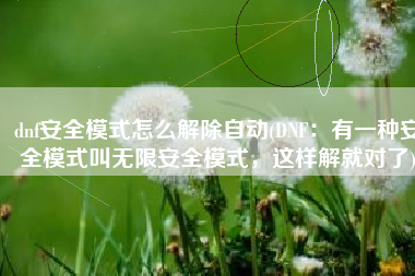 dnf安全模式怎么解除自动(DNF：有一种安全模式叫无限安全模式，这样解就对了)