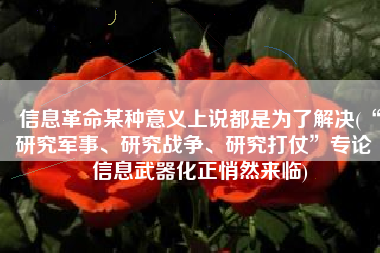 信息革命某种意义上说都是为了解决(“研究军事、研究战争、研究打仗”专论丨信息武器化正悄然来临)
