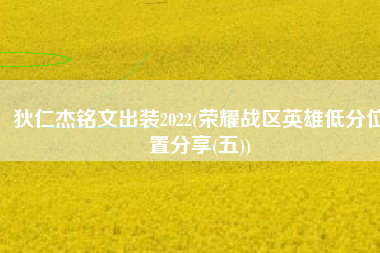 狄仁杰铭文出装2022(荣耀战区英雄低分位置分享(五))