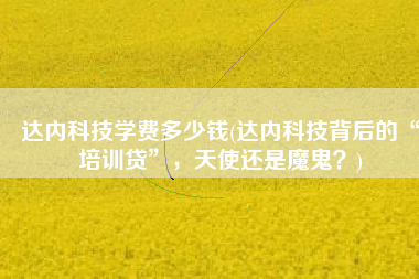 达内科技学费多少钱(达内科技背后的“培训贷”，天使还是魔鬼？)