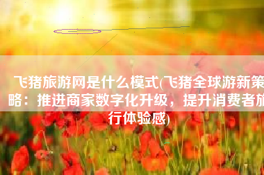 飞猪旅游网是什么模式(飞猪全球游新策略：推进商家数字化升级，提升消费者旅行体验感)