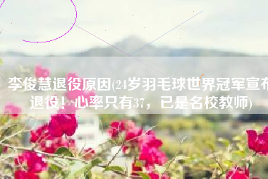 李俊慧退役原因(24岁羽毛球世界冠军宣布退役！心率只有37，已是名校教师)