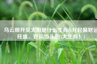 乌云敞开见太阳是什么生肖(4月起偏财运旺盛、好运当头的3大生肖！)