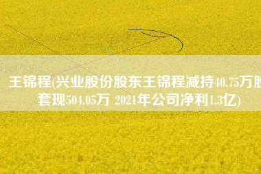 王锦程(兴业股份股东王锦程减持40.75万股 套现504.05万 2021年公司净利1.3亿)