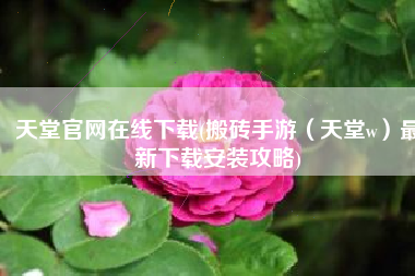 天堂官网在线下载(搬砖手游（天堂w）最新下载安装攻略)