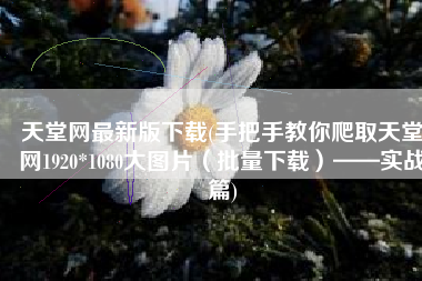 天堂网最新版下载(手把手教你爬取天堂网1920*1080大图片（批量下载）——实战篇)