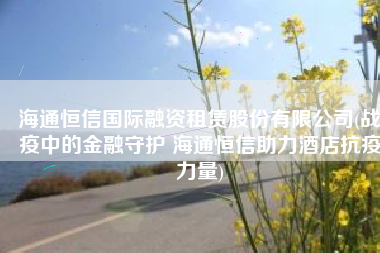 海通恒信国际融资租赁股份有限公司(战疫中的金融守护 海通恒信助力酒店抗疫力量)