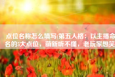点位名称怎么填写(第五人格：以主播命名的5大点位，萌新听不懂，老玩家想笑)