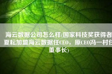 海云数据公司怎么样(国家科技奖获得者夏耘加盟海云数据任CEO，原CEO冯一村任董事长)
