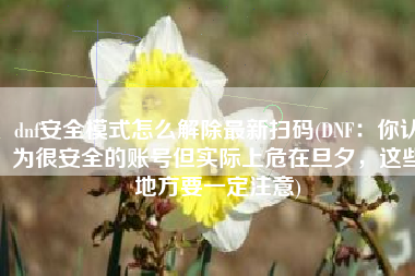 dnf安全模式怎么解除最新扫码(DNF：你认为很安全的账号但实际上危在旦夕，这些地方要一定注意)