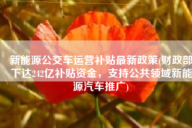 新能源公交车运营补贴最新政策(财政部下达242亿补贴资金，支持公共领域新能源汽车推广)