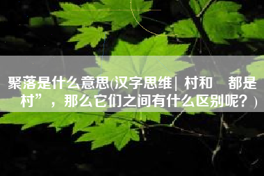 聚落是什么意思(汉字思维| 村和邨都是“村”，那么它们之间有什么区别呢？)