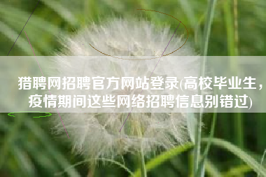 猎聘网招聘官方网站登录(高校毕业生，疫情期间这些网络招聘信息别错过)