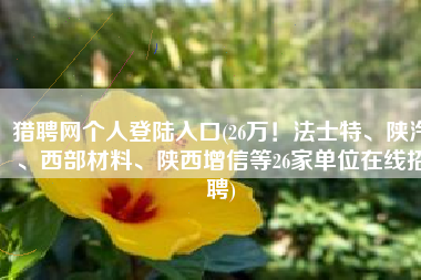 猎聘网个人登陆入口(26万！法士特、陕汽、西部材料、陕西增信等26家单位在线招聘)