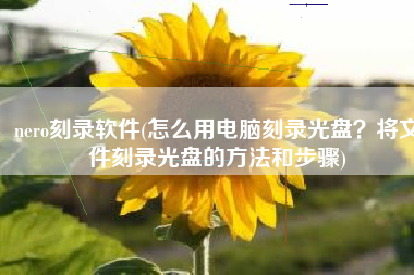 nero刻录软件(怎么用电脑刻录光盘？将文件刻录光盘的方法和步骤)