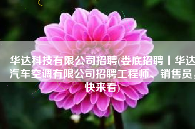华达科技有限公司招聘(娄底招聘丨华达汽车空调有限公司招聘工程师、销售员，快来看)