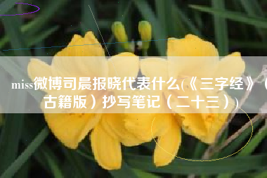 miss微博司晨报晓代表什么(《三字经》（古籍版）抄写笔记（二十三）)