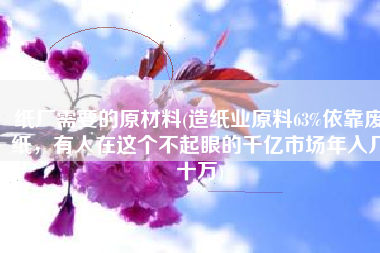 纸厂需要的原材料(造纸业原料63%依靠废纸，有人在这个不起眼的千亿市场年入几十万)