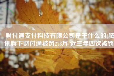 财付通支付科技有限公司是干什么的(腾讯旗下财付通被罚278万 近三年四次被罚)