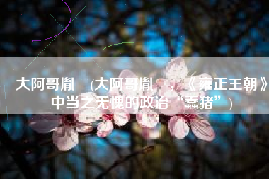 大阿哥胤禔(大阿哥胤褆，《雍正王朝》中当之无愧的政治“蠢猪”)
