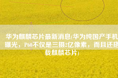 华为麒麟芯片最新消息(华为纯国产手机曝光，P60不仅是三摄2亿像素，而且还搭载麒麟芯片)