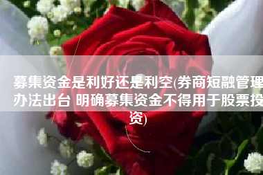 募集资金是利好还是利空(券商短融管理办法出台 明确募集资金不得用于股票投资)