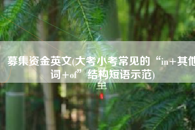 募集资金英文(大考小考常见的“in+其他词+of”结构短语示范)