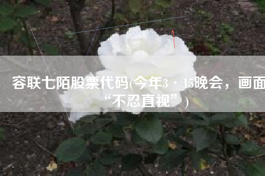 容联七陌股票代码(今年3·15晚会，画面“不忍直视”)