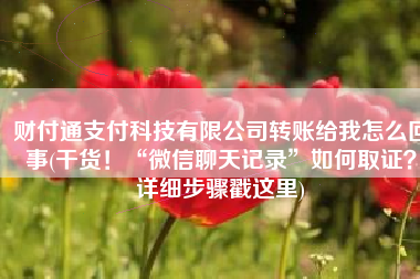 财付通支付科技有限公司转账给我怎么回事(干货！“微信聊天记录”如何取证？详细步骤戳这里)