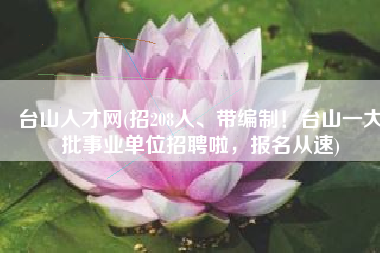 台山人才网(招208人、带编制！台山一大批事业单位招聘啦，报名从速)