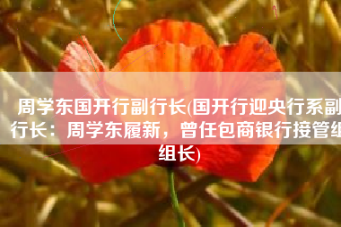 周学东国开行副行长(国开行迎央行系副行长：周学东履新，曾任包商银行接管组组长)