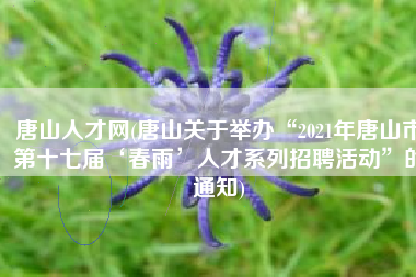 唐山人才网(唐山关于举办“2021年唐山市第十七届‘春雨’人才系列招聘活动”的通知)