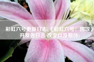 彩虹六号更新日志(《彩虹六号：围攻》开发者日志 改变以及期待)