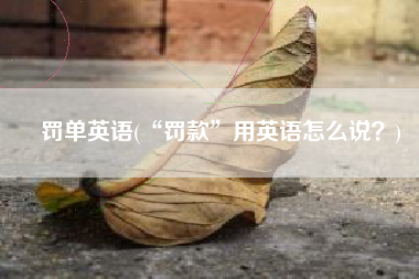 罚单英语(“罚款”用英语怎么说？)