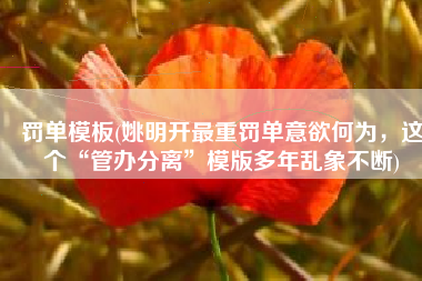罚单模板(姚明开最重罚单意欲何为，这个“管办分离”模版多年乱象不断)