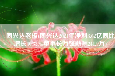 同兴达老板(同兴达2021年净利3.62亿同比增长40.33% 董事长万锋薪酬241.9万)
