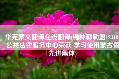华苑蒙文翻译在线翻译(锡林郭勒盟12348 公共法律服务中心荣获 学习使用蒙古语先进集体)