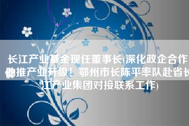 长江产业基金现任董事长(深化政企合作，助推产业升级！鄂州市长陈平率队赴省长江产业集团对接联系工作)