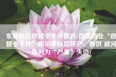 东瑞制药恩替卡韦分散片(百奥药业“恩替卡韦片”集采中标后停产、断供 被河南列为“严重”失信)
