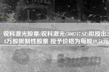 锐科激光股票(锐科激光(300747.SZ)拟授出288万股限制性股票 授予价格为每股49.54元)