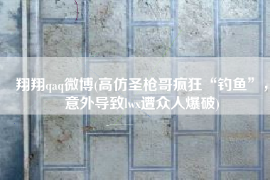 翔翔qaq微博(高仿圣枪哥疯狂“钓鱼”，意外导致lwx遭众人爆破)