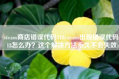 steam商店错误代码118(steam出现错误代码118怎么办？这个解决方法永久不会失效)