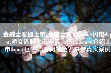 金融壹账通上市(金融壹账通"闪电"递交港股上市申请，将以"介绍上市"回归，有何特色？来看真实案例)
