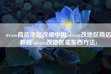 steam商店地区改成中国(steam改地区商店教程 steam改地区买东西方法)